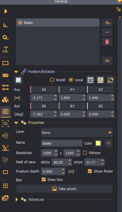 Camera configuration UI